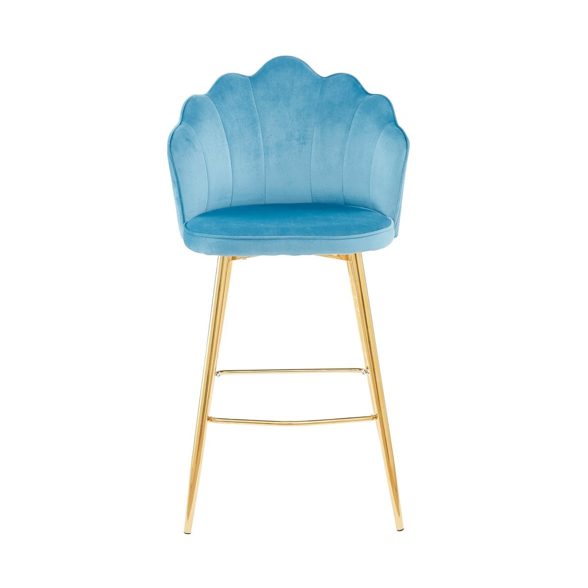 SalesFever Set van 2 barkrukken met schelpdesign in blauw fluweel