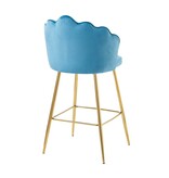SalesFever Set van 2 barkrukken met schelpdesign in blauw fluweel