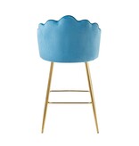 SalesFever Set van 2 barkrukken met schelpdesign in blauw fluweel