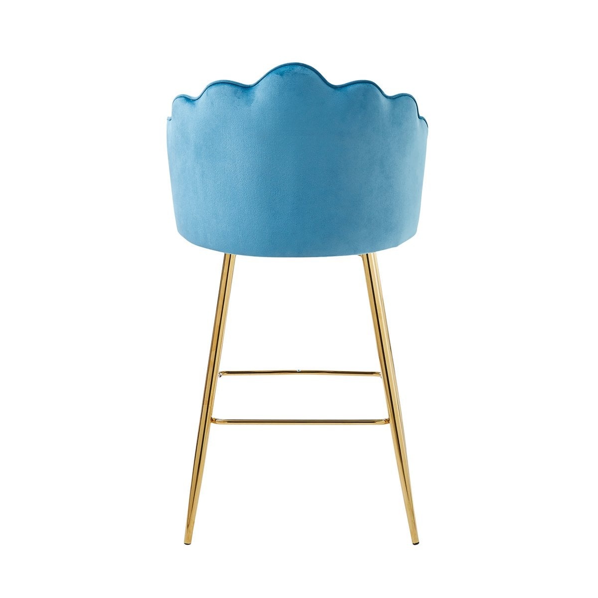 SalesFever Set van 2 barkrukken met schelpdesign in blauw fluweel