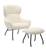 SalesFever Fauteuil- en krukset teddybont beige