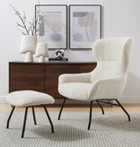 SalesFever Fauteuil- en krukset teddybont beige