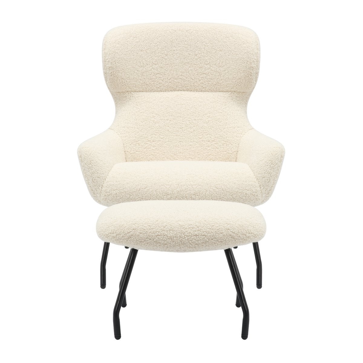 SalesFever Fauteuil- en krukset teddybont beige
