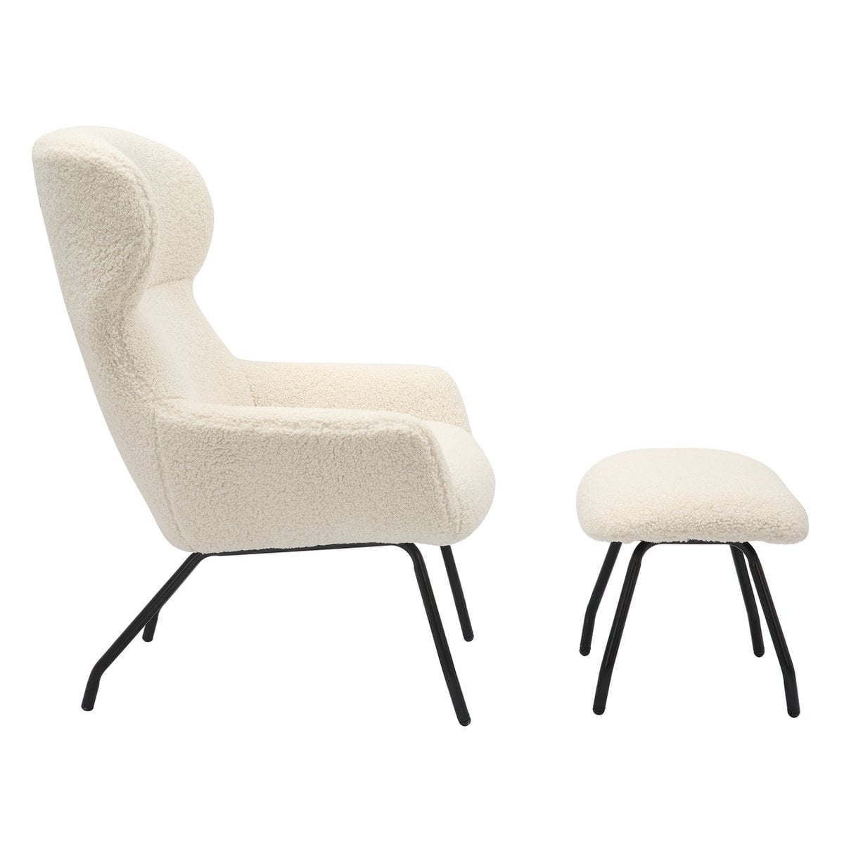 SalesFever Fauteuil- en krukset teddybont beige