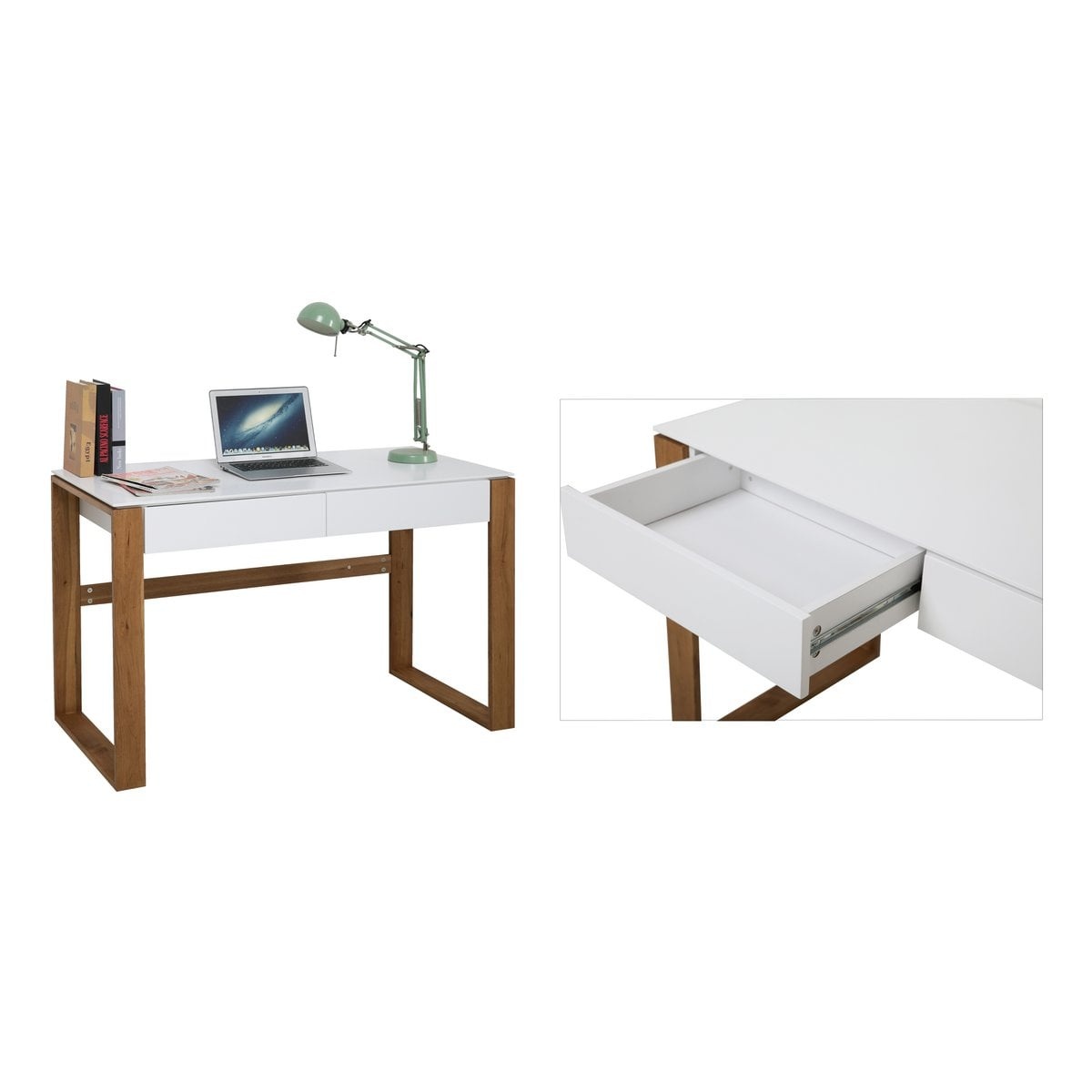 KantoormeubelenPlus Bureau, wit, houten poten