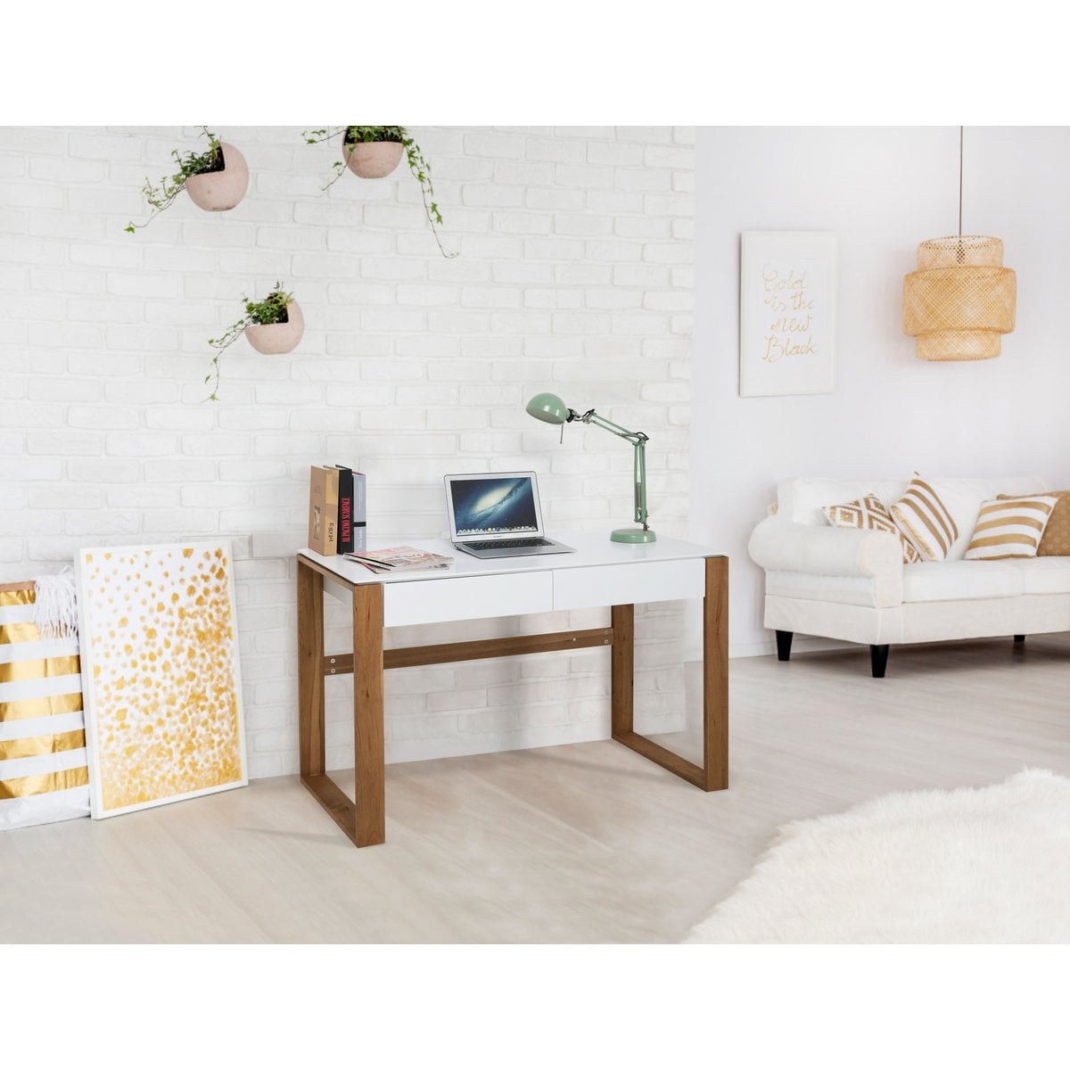 KantoormeubelenPlus Bureau, wit, houten poten