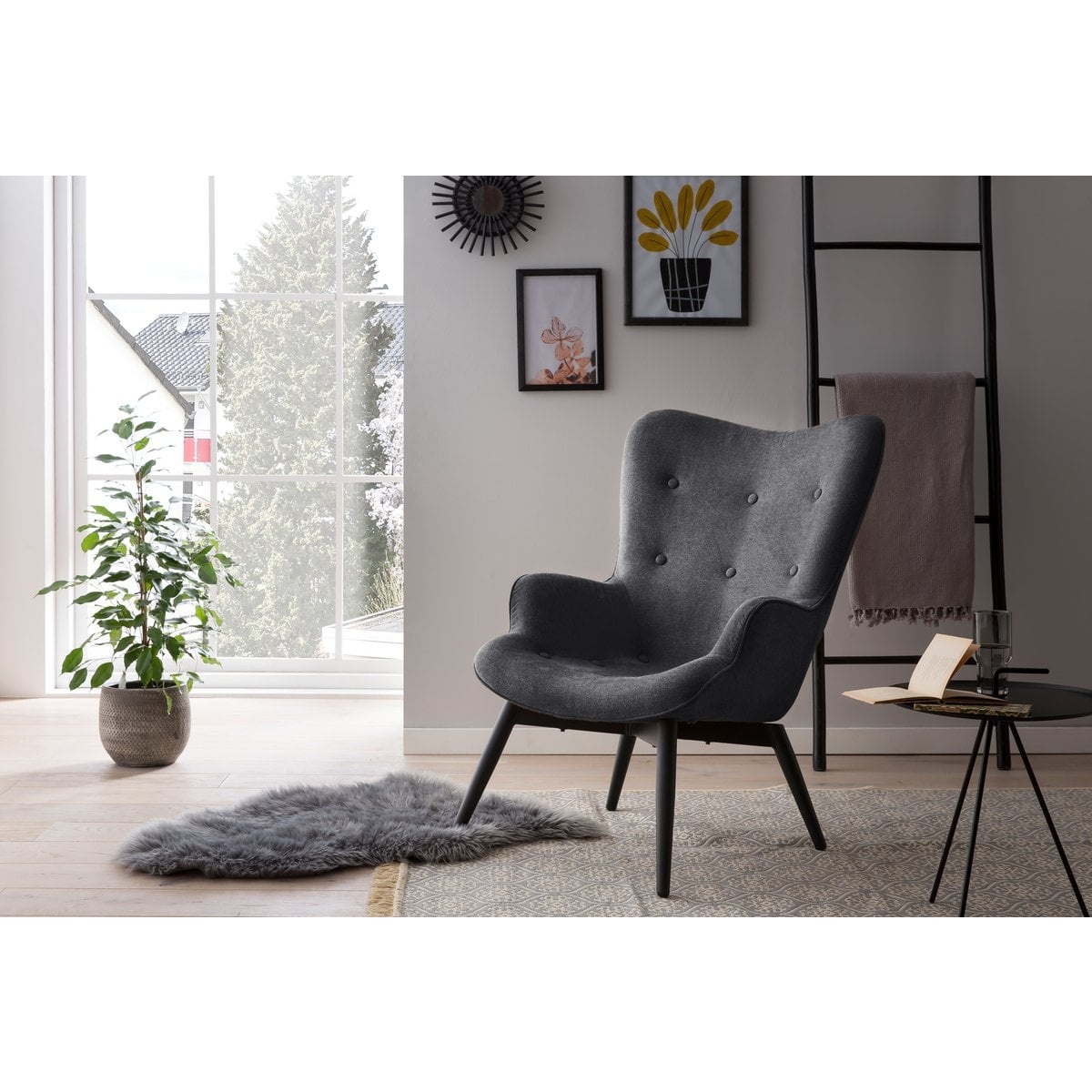 SalesFever Fauteuil donkergrijze structuurstof