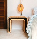 KantoormeubelenPlus Rotan bijzettafel met stabiel metalen frame – Handgemaakte salontafel BAYU