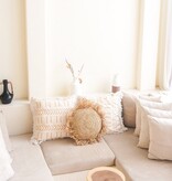 KantoormeubelenPlus Rond Boho Kussen met Franjes Decoratief Kussen Ø40/50 cm Sierkussen van Raffia Bankkussen met Vulling TARAKAN beige