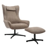 SalesFever Fauteuil en kruk corduroy look bruin