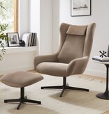 SalesFever Fauteuil en kruk corduroy look bruin