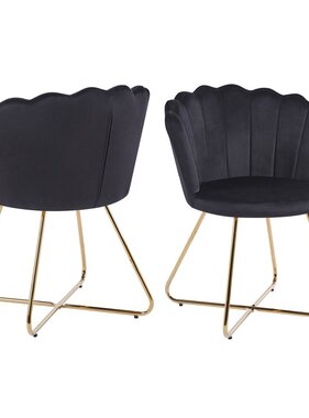 SalesFever Velvet kuipstoelen set van 2 zwart