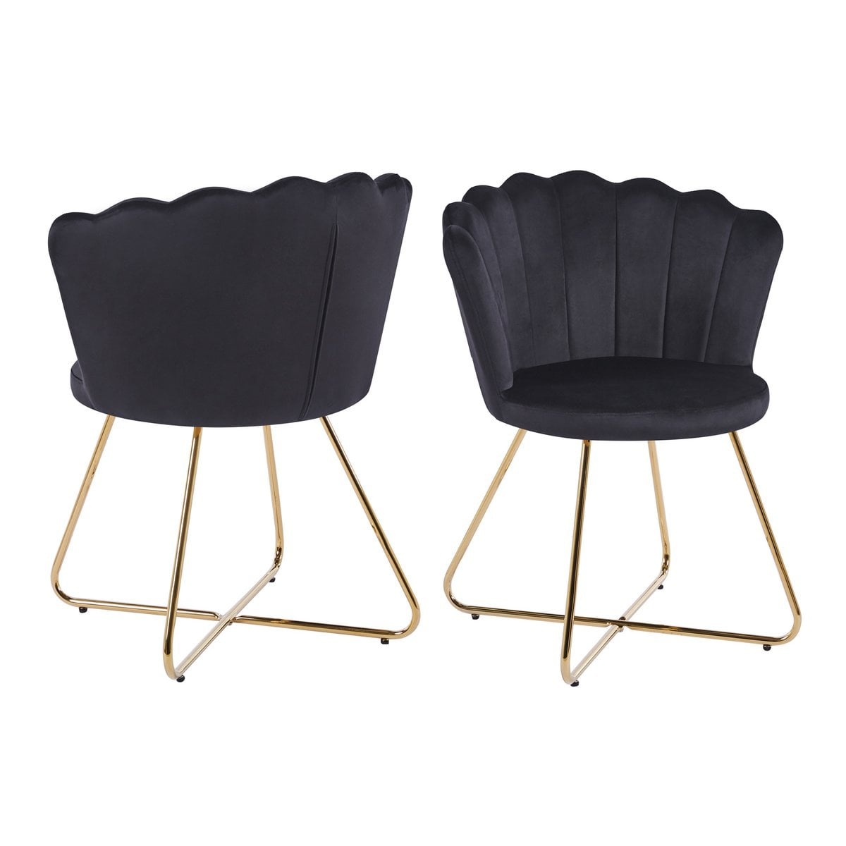 SalesFever Velvet kuipstoelen set van 2 zwart