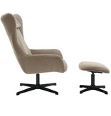 SalesFever Fauteuil en kruk corduroy look bruin