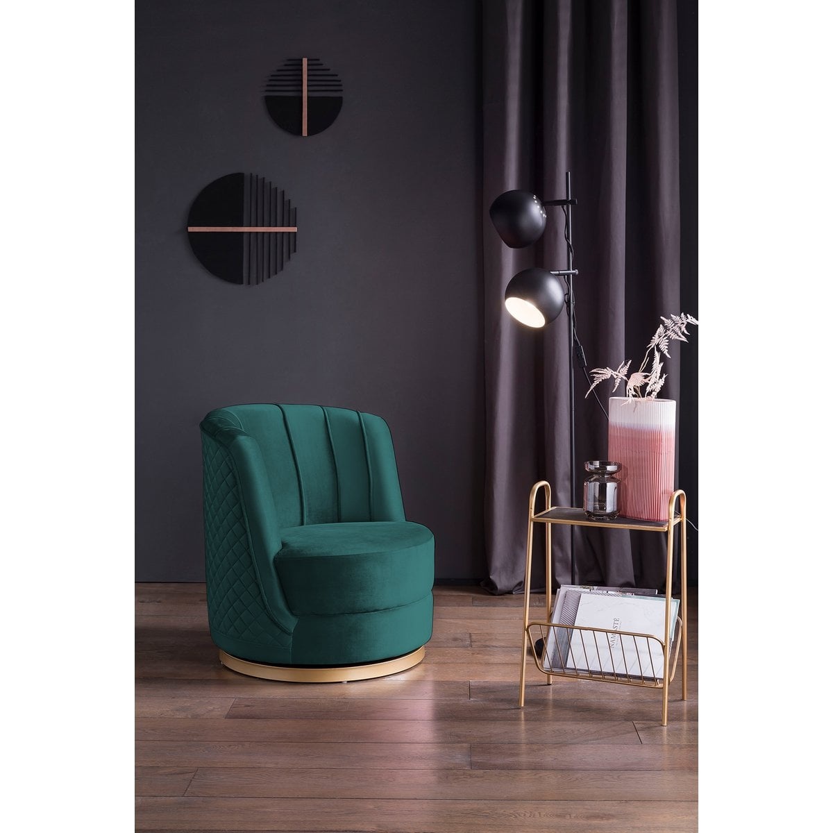 SalesFever Groen fluwelen draaifauteuil