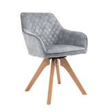 SalesFever Fauteuil vintage fluweel velours, grijs
