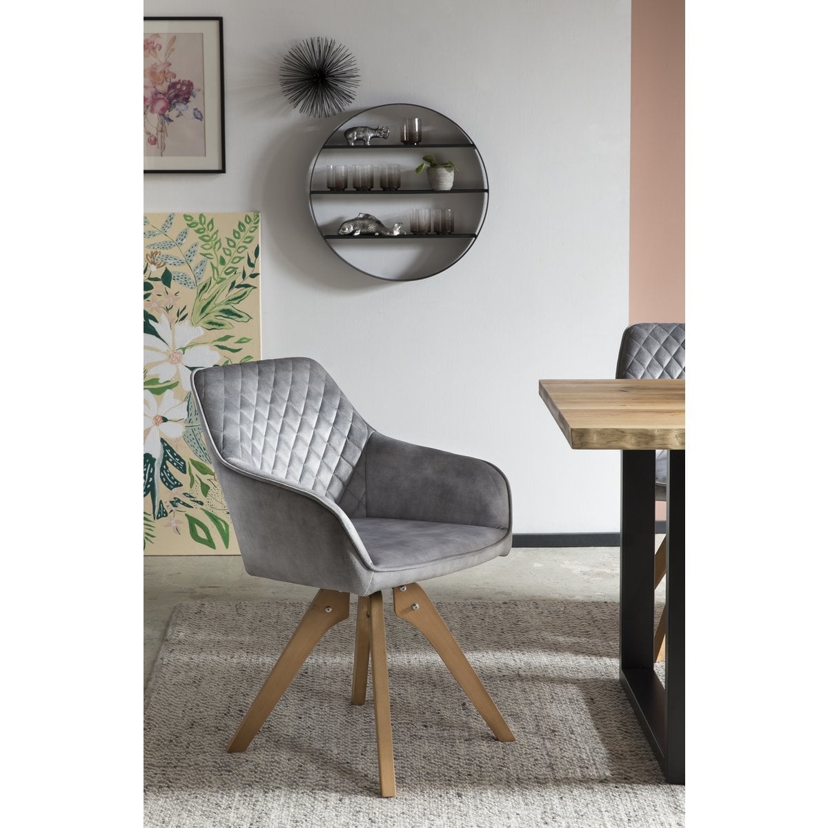 SalesFever Fauteuil vintage fluweel velours, grijs