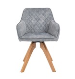 SalesFever Fauteuil vintage fluweel velours, grijs