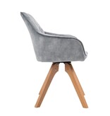 SalesFever Fauteuil vintage fluweel velours, grijs