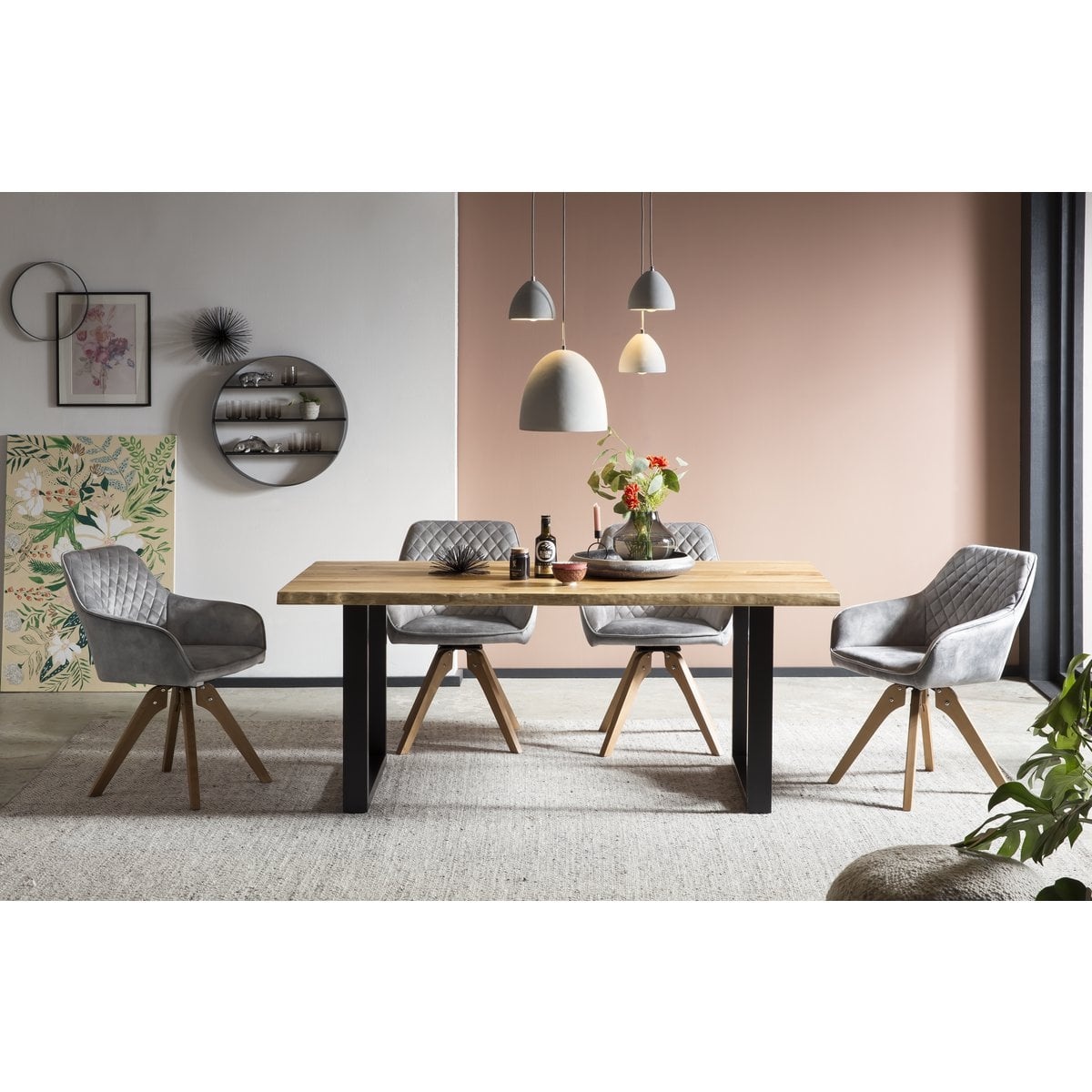 SalesFever Fauteuil vintage fluweel velours, grijs