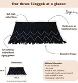 KantoormeubelenPlus Zwarte plaid handgeweven – Boho sprei – geruite franjes en zigzagpatroon – gezellige bankdeken – katoenen plaid 140x200 cm LINGGAH