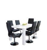 SalesFever Eetkamerstoelen zwart kunstleerlook set van 4