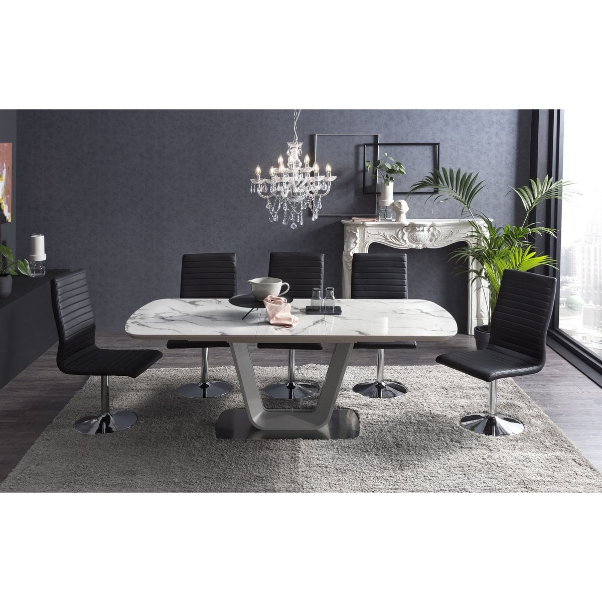 SalesFever Eetkamerstoelen zwart kunstleerlook set van 4