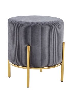 SalesFever Gestoffeerde kruk Ø35 cm koordoptiek grijs