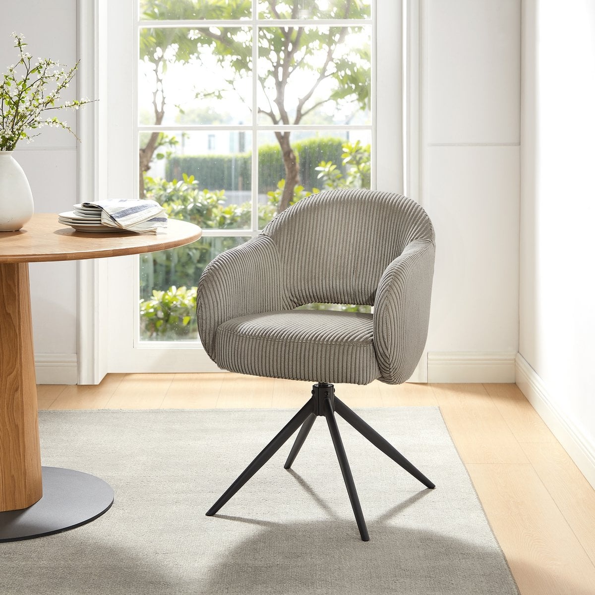 SalesFever Armstoel Cord-Optics lichtgrijs