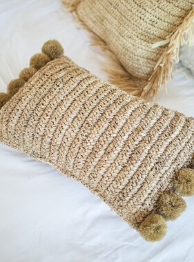KantoormeubelenPlus Sierkussen met vulling | Decoratief Kussen | Sofa Kussen SANUR gemaakt van Raffia
