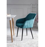 SalesFever Eetkamerstoel turquoise fluweel