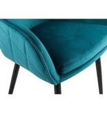 SalesFever Eetkamerstoel turquoise fluweel