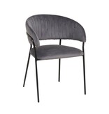 SalesFever Grijze fluwelen stoel met gewatteerde rugleuning