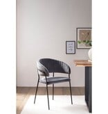 SalesFever Grijze fluwelen stoel met gewatteerde rugleuning