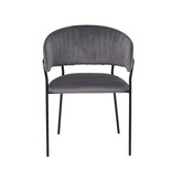 SalesFever Grijze fluwelen stoel met gewatteerde rugleuning