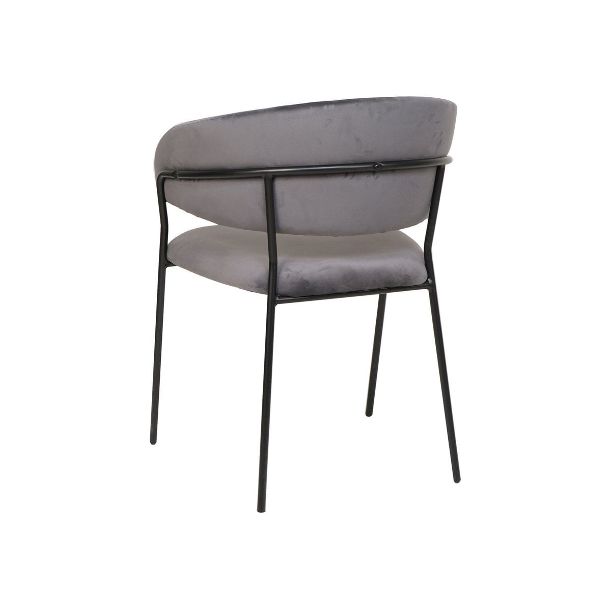 SalesFever Grijze fluwelen stoel met gewatteerde rugleuning