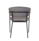 SalesFever Grijze fluwelen stoel met gewatteerde rugleuning