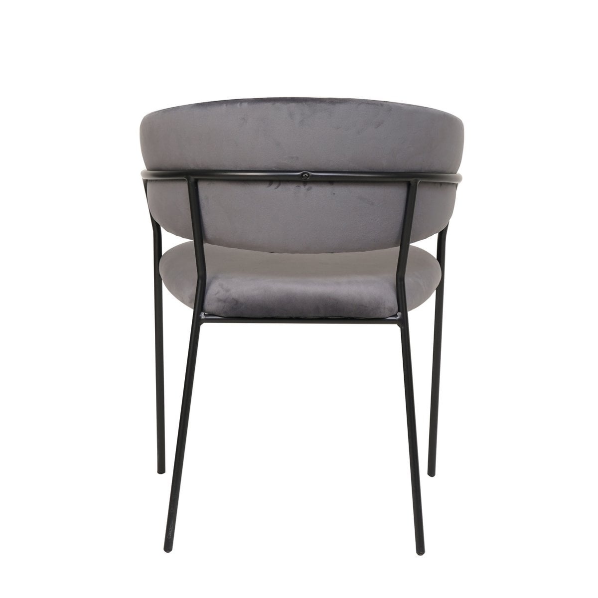 SalesFever Grijze fluwelen stoel met gewatteerde rugleuning