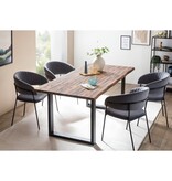 SalesFever Grijze fluwelen stoel met gewatteerde rugleuning