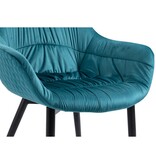 SalesFever Fauteuil met honingraat quilten fluweel turquoise