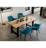 SalesFever Fauteuil met honingraat quilten fluweel turquoise
