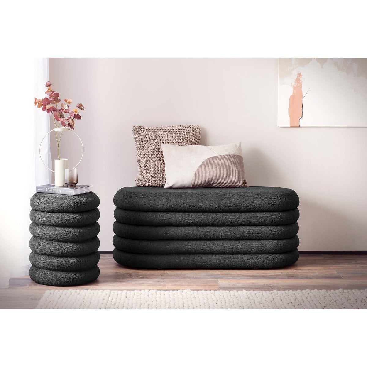 SalesFever Lusvormige Sitzhocker Ø38 cm Antraciet