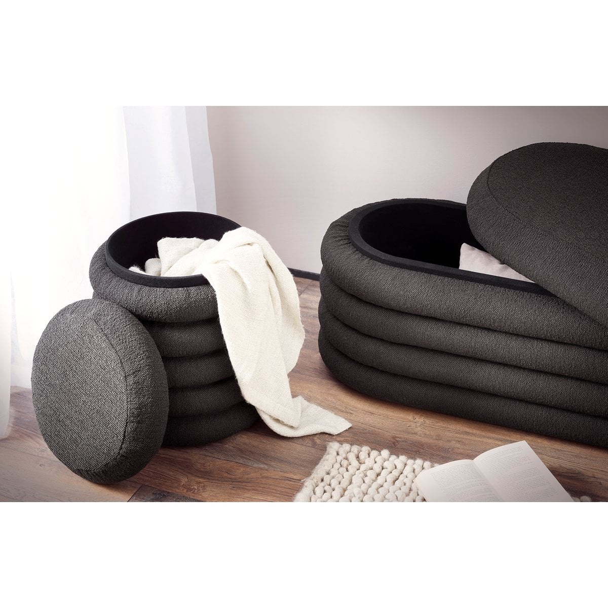 SalesFever Lusvormige Sitzhocker Ø38 cm Antraciet