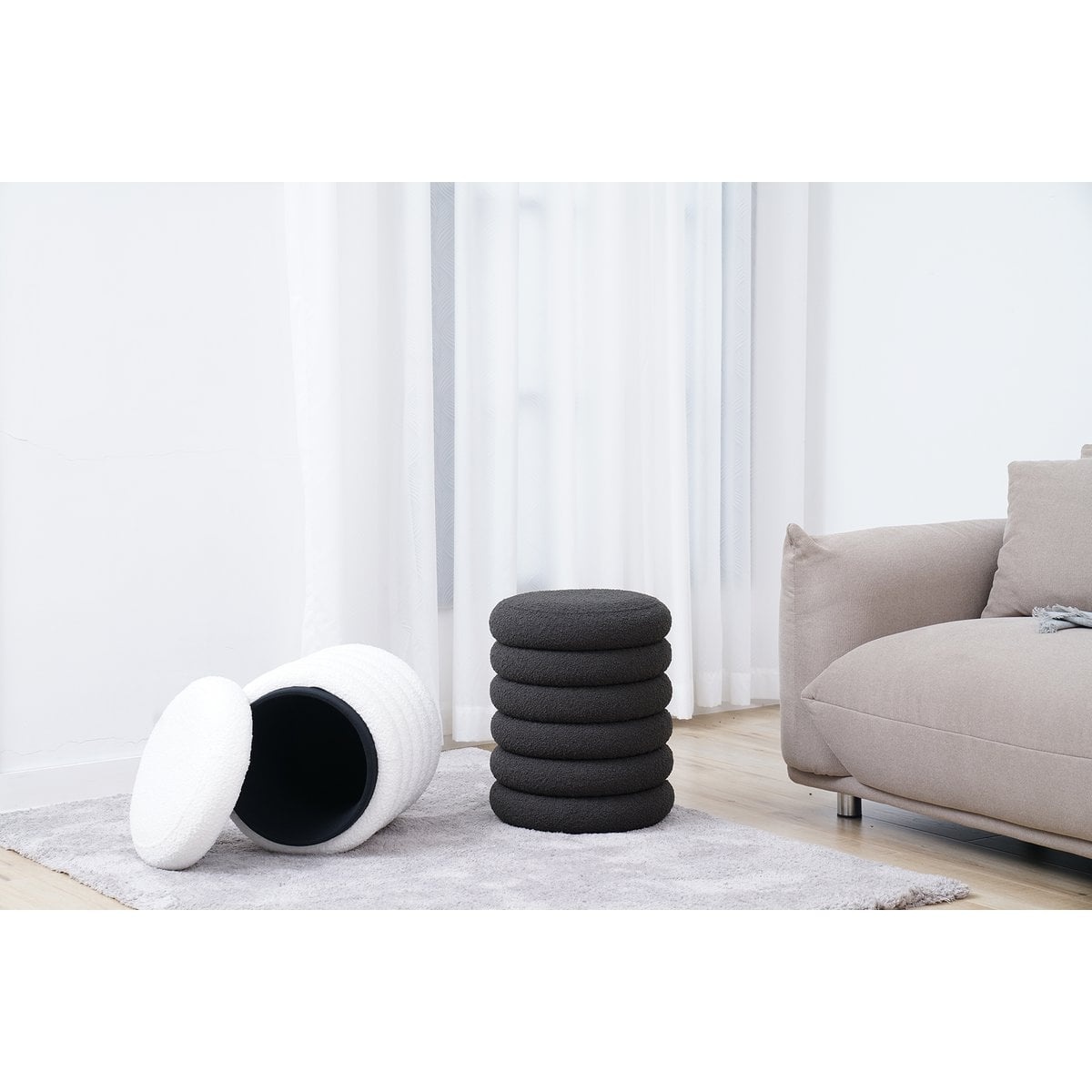 SalesFever Lusvormige Sitzhocker Ø38 cm Antraciet