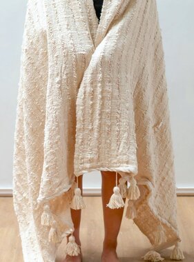 KantoormeubelenPlus Boho Deken Katoenen Deken Sprei Bedovertrek Bankdeken 110x200 cm TENUN Handgeweven van katoen