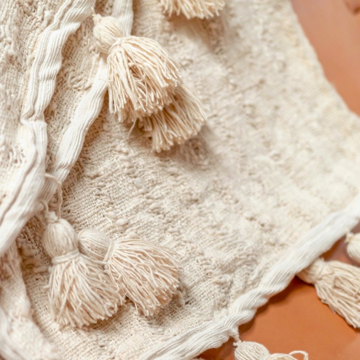 KantoormeubelenPlus Boho Deken Katoenen Deken Sprei Bedovertrek Bankdeken 110x200 cm TENUN Handgeweven van katoen