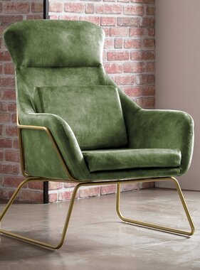 SalesFever Fluweel velours relax fauteuil groen