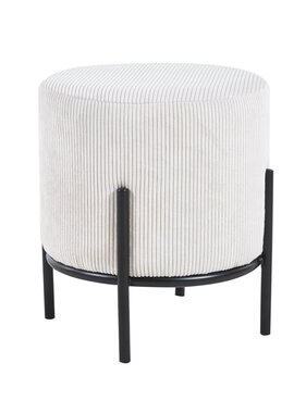 SalesFever Gestoffeerde kruk Ø35 cm koordoptiek beige