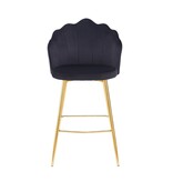 SalesFever Set van 2 barkrukken met schelpdesign in zwart fluweel