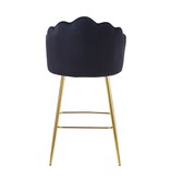 SalesFever Set van 2 barkrukken met schelpdesign in zwart fluweel